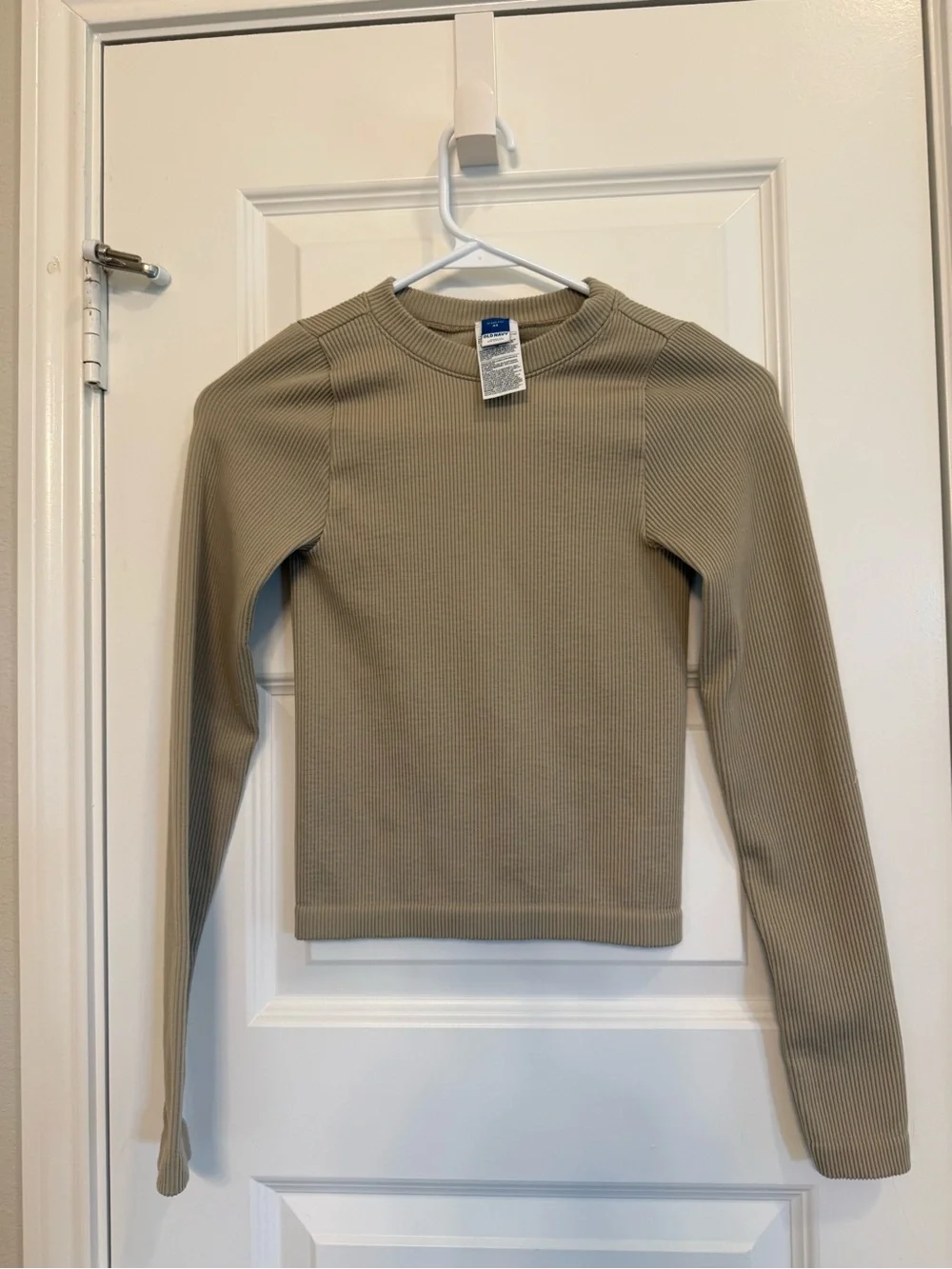Ribbed Long Sleeve Top in Beige